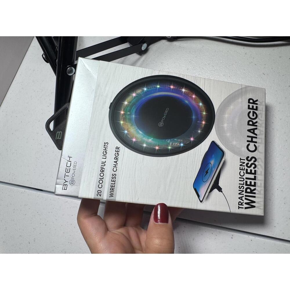 Bytech Translucent Wireless Charger with 20 Colorful Lights